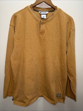 Columbia Men's Long-Sleeve Henley Shirt - Caramel Size L 29.5x24